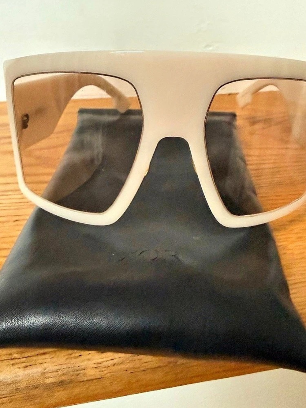 Authentic Dior Glossy 1 Cream & Brown Oversized Sunglasses
